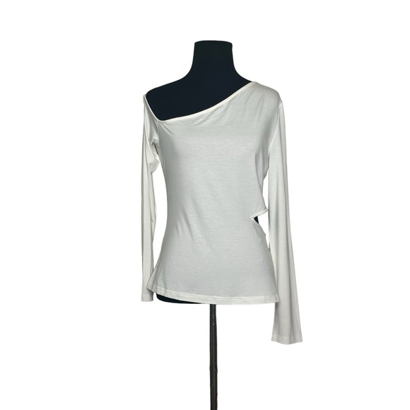 MOTF white off shoulder long sleeves cut out top size Large - Picture 5 of 9